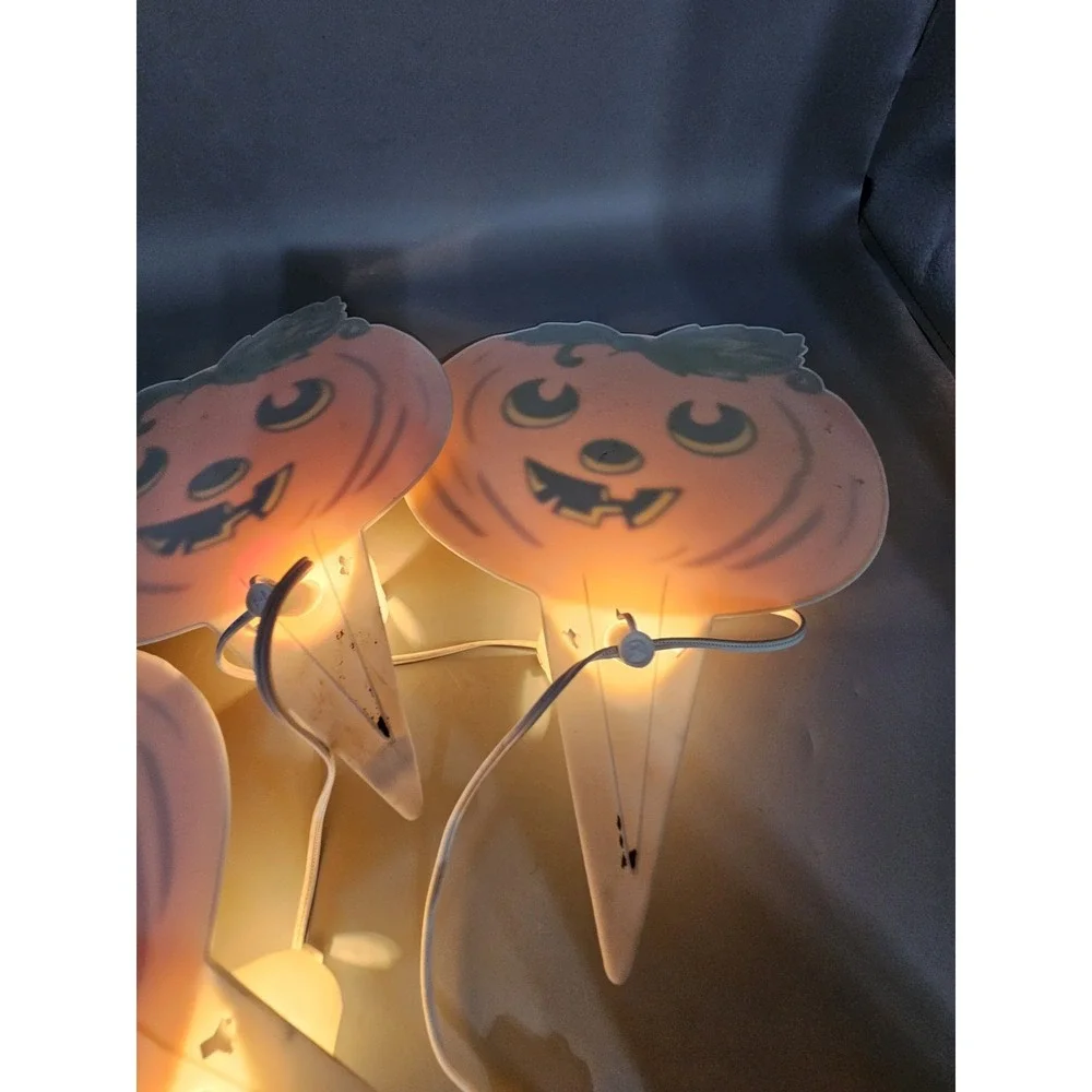 Vintage 90s Halloween Plastic Yard Sticks Set Of 3 Light Up Jack O‎ Lanterns